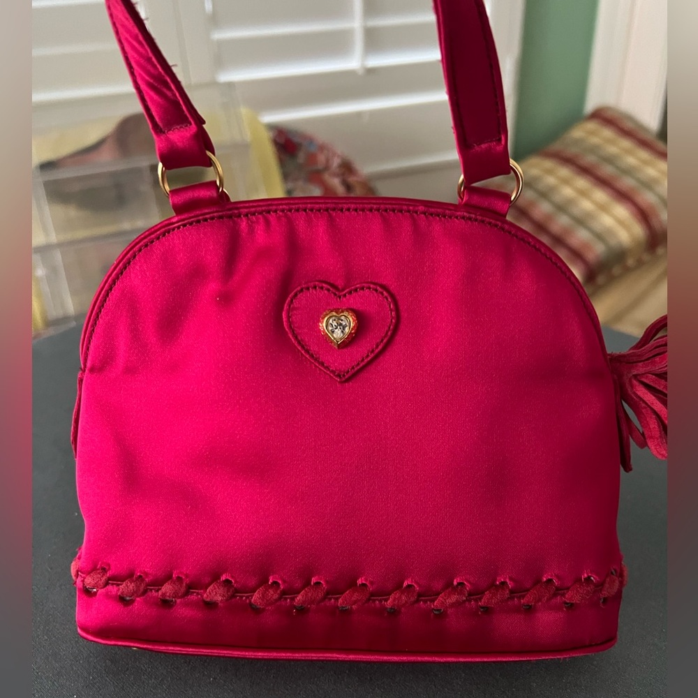 Sepcoeur Paris Small Hot Pink/Fuchsia Satin evening Bag. Made in France.